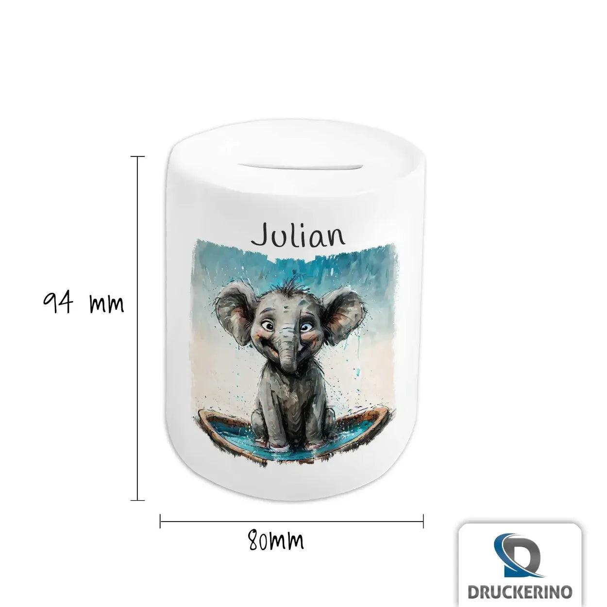 Spardose personalisiert Dschungelabenteuer Elefant - Druckerino
