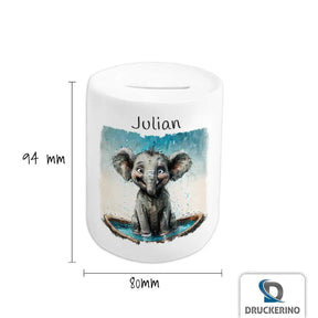 Spardose personalisiert Dschungelabenteuer Elefant - Druckerino