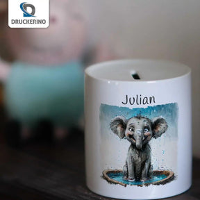 Spardose personalisiert Dschungelabenteuer Elefant - Druckerino