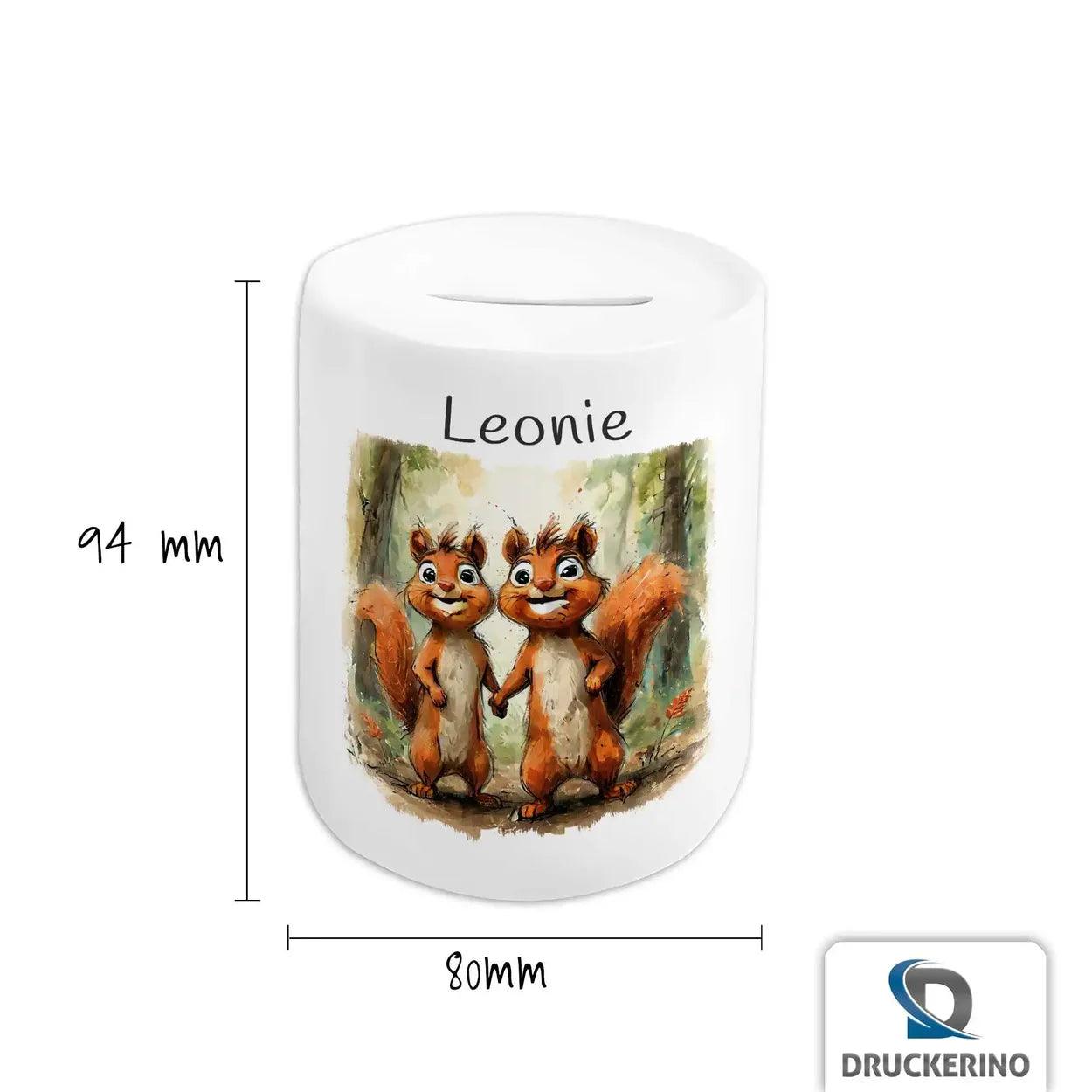 Spardose personalisiert Eichhörnchen-Kumpel - Druckerino