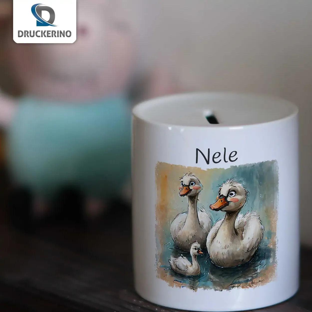 Spardose personalisiert Entengeschwister - Druckerino