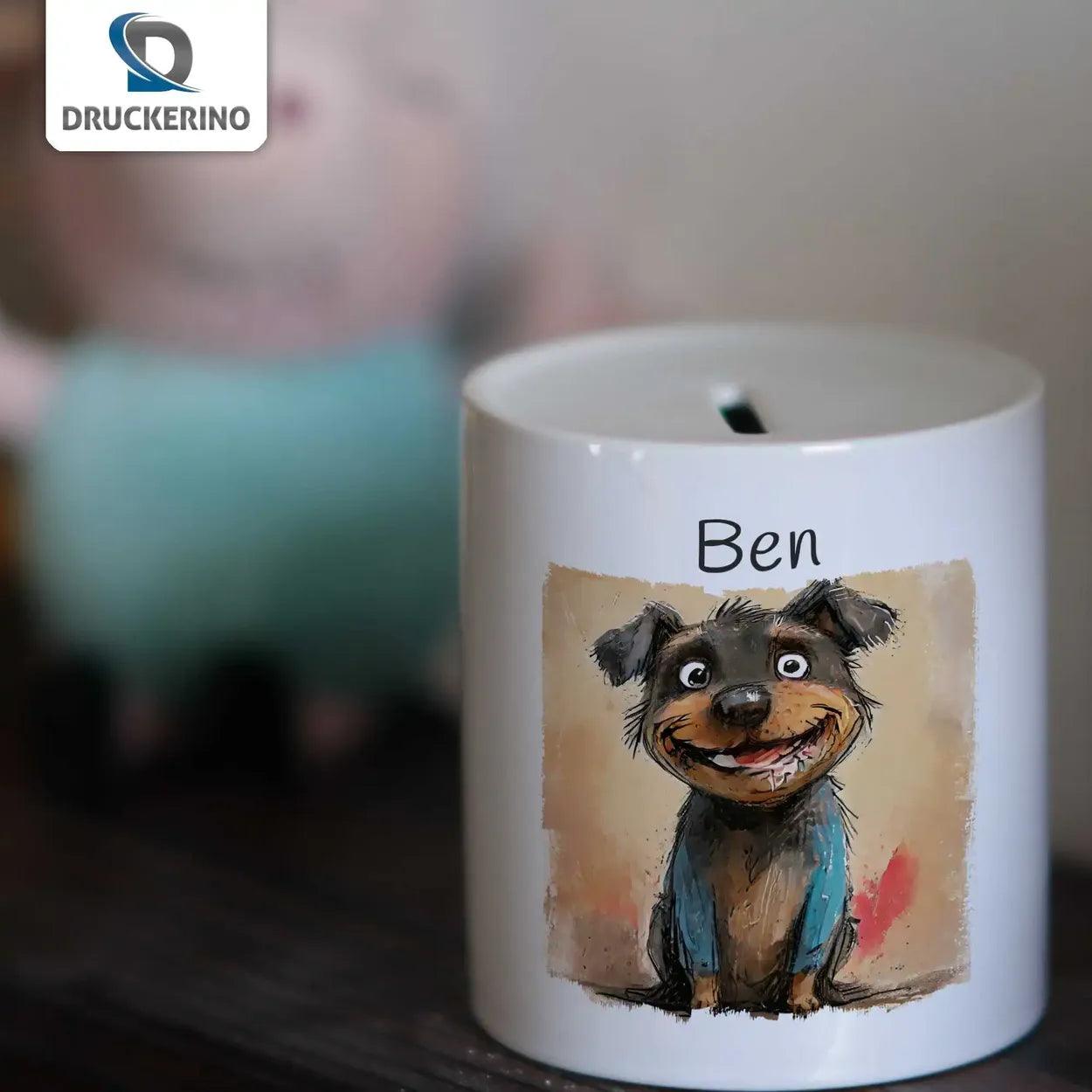 Spardose personalisiert Hund - Druckerino