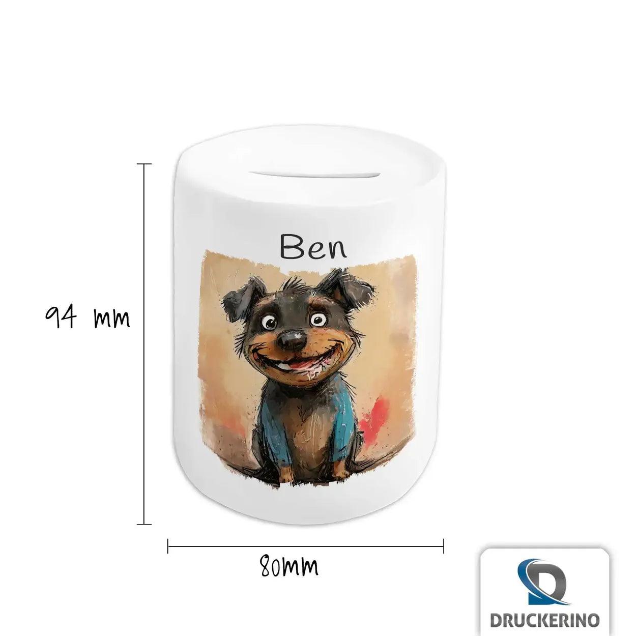 Spardose personalisiert Hund - Druckerino