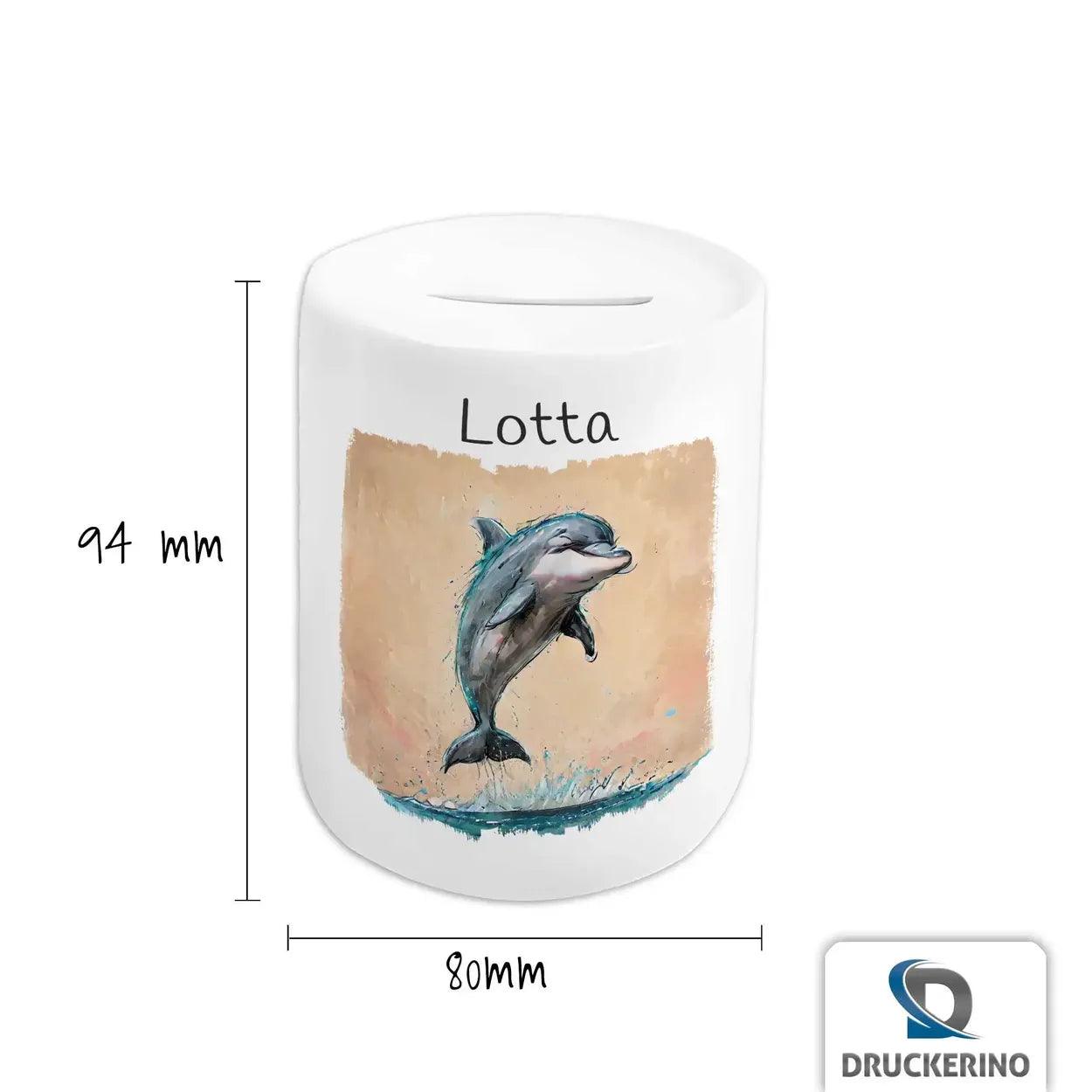 Spardose personalisiert Meeresabenteuer Delfin - Druckerino