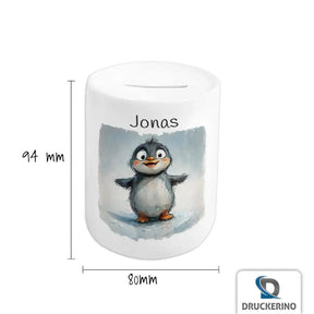 Spardose personalisiert Pinguin-Abenteuer - Druckerino