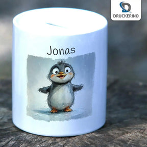 Spardose personalisiert Pinguin-Abenteuer - Druckerino