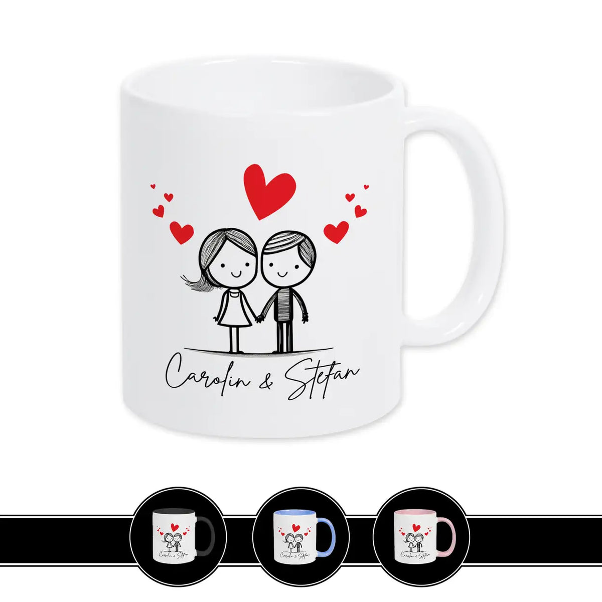 Tasse mit Namen personalisiert - Pärchen Weiß Geschenke