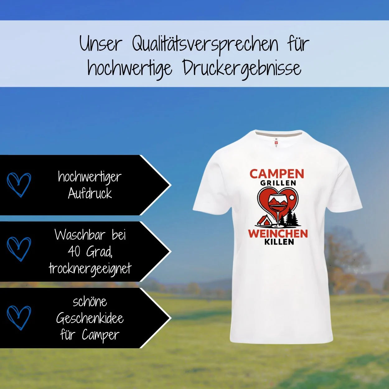 Campen Grillen Weinchen killen - Premium T-Shirt Unisex - Druckerino
