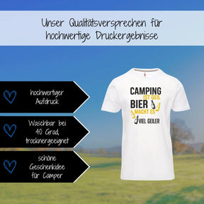 Camping ist geil, Bier macht es viel geiler - Premium T-Shirt Unisex - Druckerino