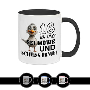 Tasse 16 Na und! Sei Möve und scheiß drauf Schwarz Geschenke