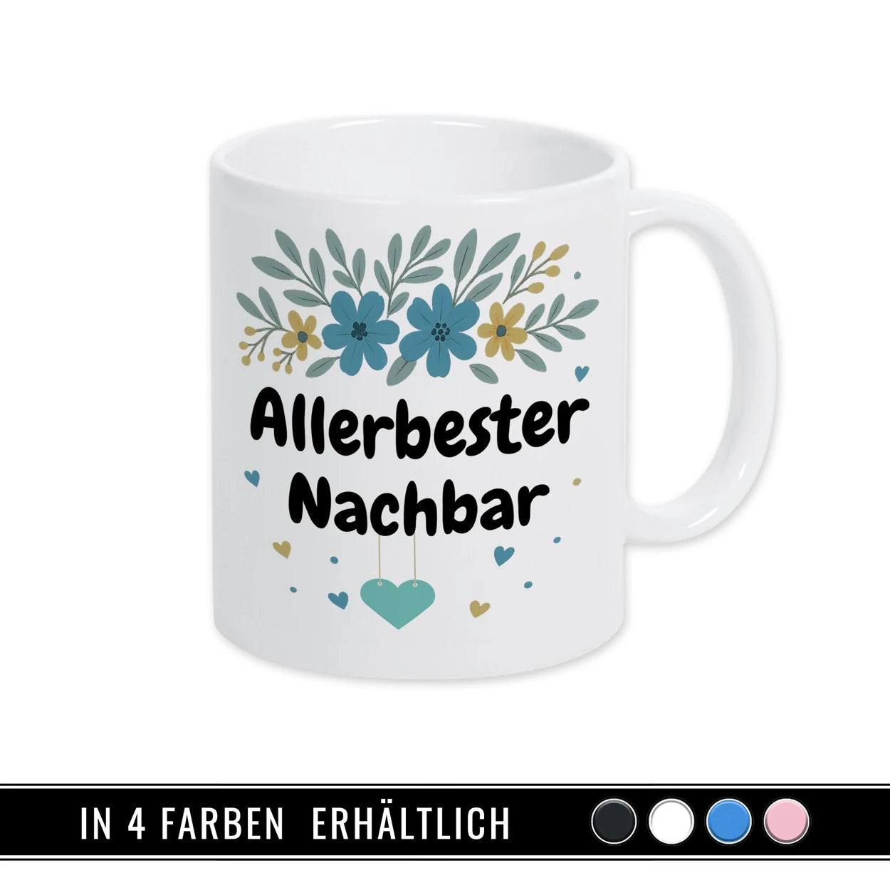 Tasse Allerbester Nachbar in 4 verschiedenen Farben