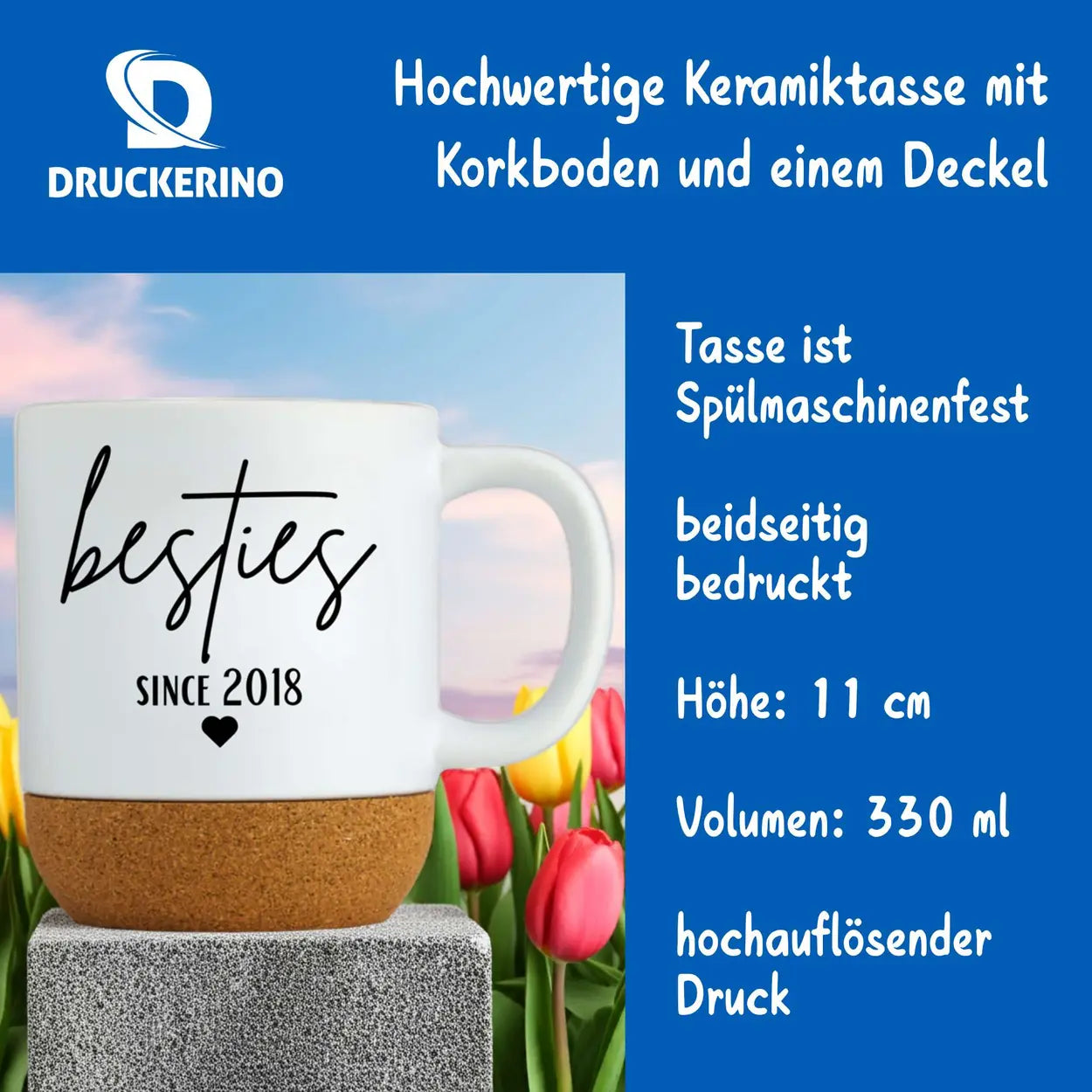 Kork Tasse besties since personalisiert Geschenk beste Freundin