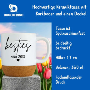 Kork Tasse besties since personalisiert Geschenk beste Freundin
