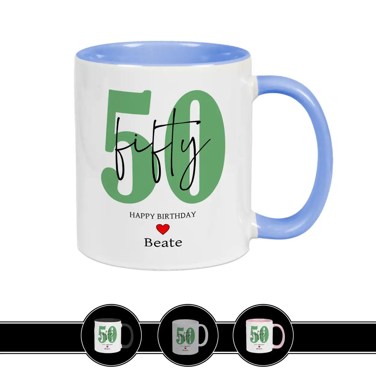 Personalisierte Tasse - 50 Fifty Blau Geschenke