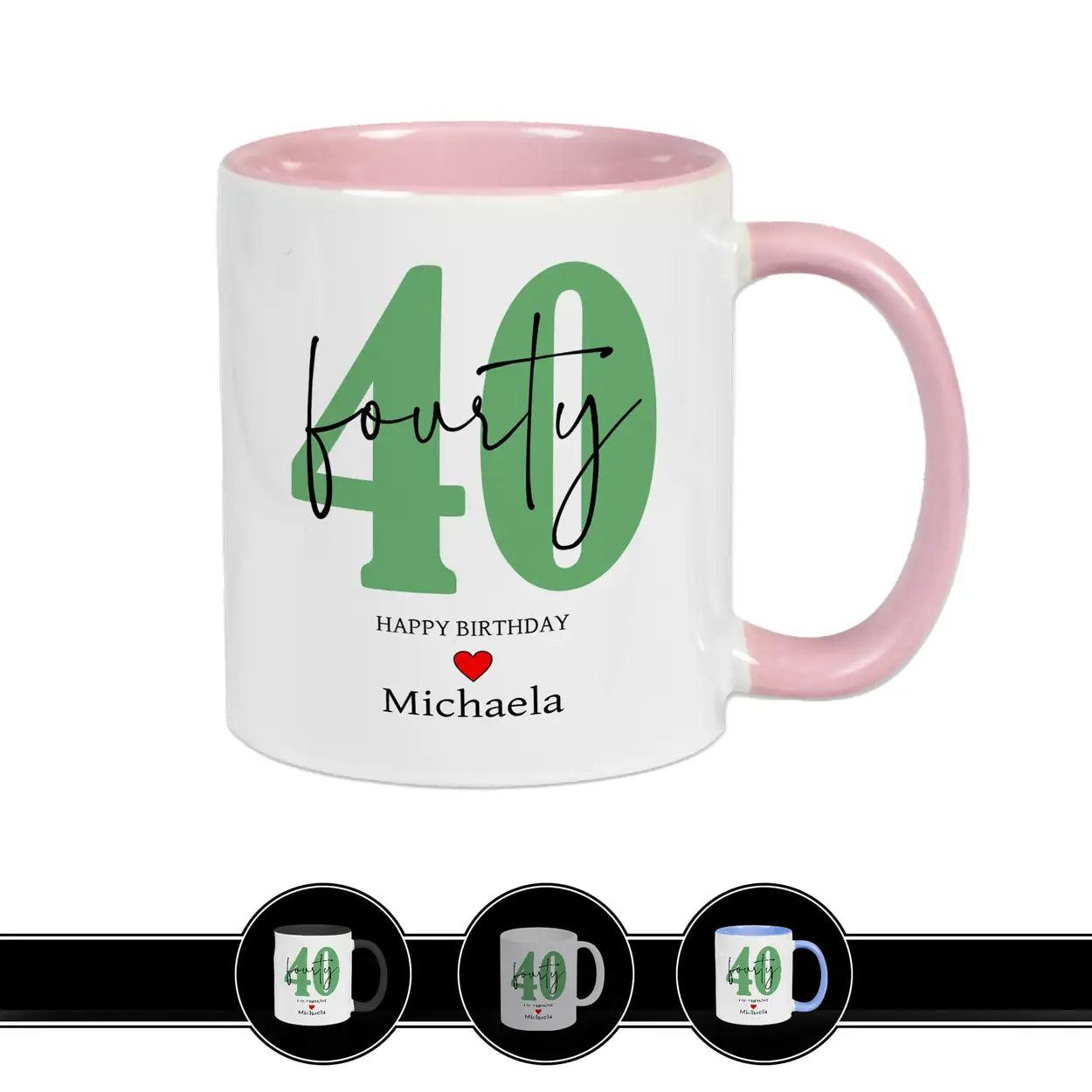 Personalisierte Tasse - 40 Fourty Rosa Geschenke