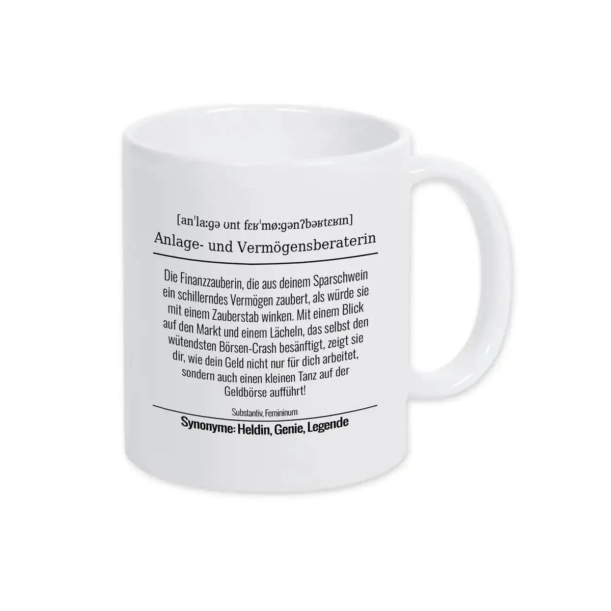 Tasse für Anlage- und Vermögensberaterin - Druckerino