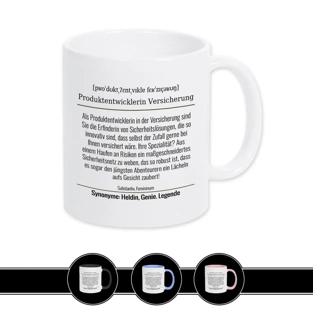 Tasse für Produktentwicklerin Versicherung - Druckerino