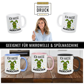 Tasse Hase - Ich hasse Menschen - Druckerino