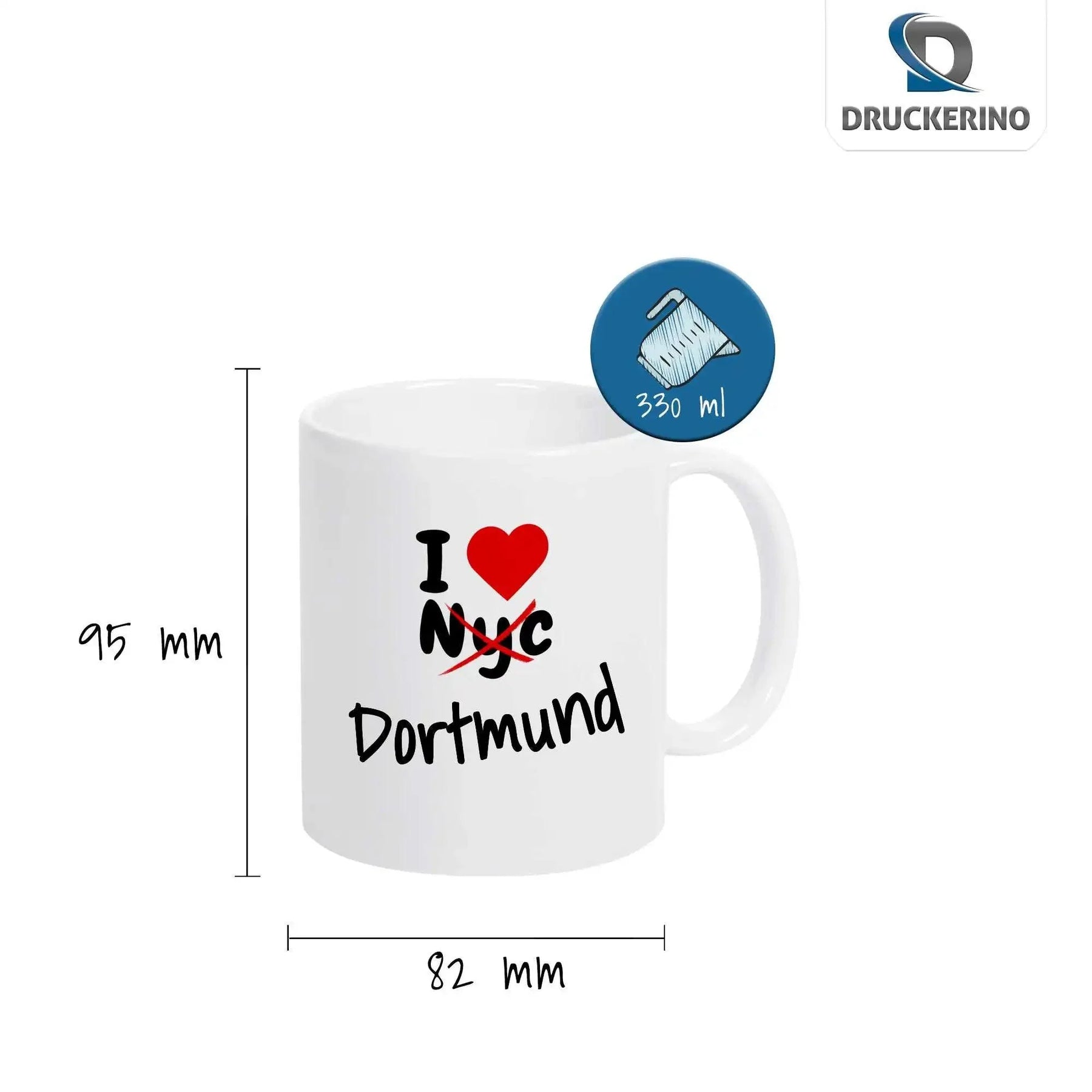 Tasse I Love Dortmund nicht NYC - Druckerino