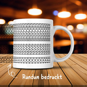 Weiße Tasse Ich hasse Menschen - rundum bedruckt