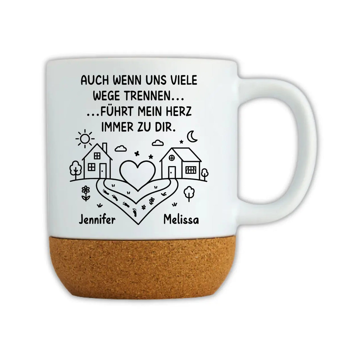 Tasse personalisiert mit Namen Auch wenn uns viele Wege trennen führt mein Herz immer zu dir. Geschenk beste Freundin Tasse Name Druckerino