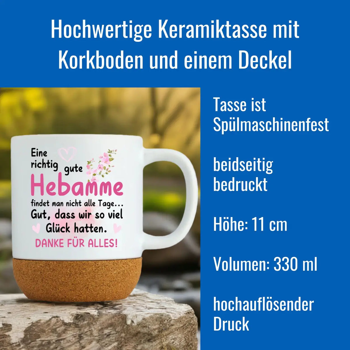 Tasse Eine richtig gute Hebamme findet man nicht alle Tage | Korkboden