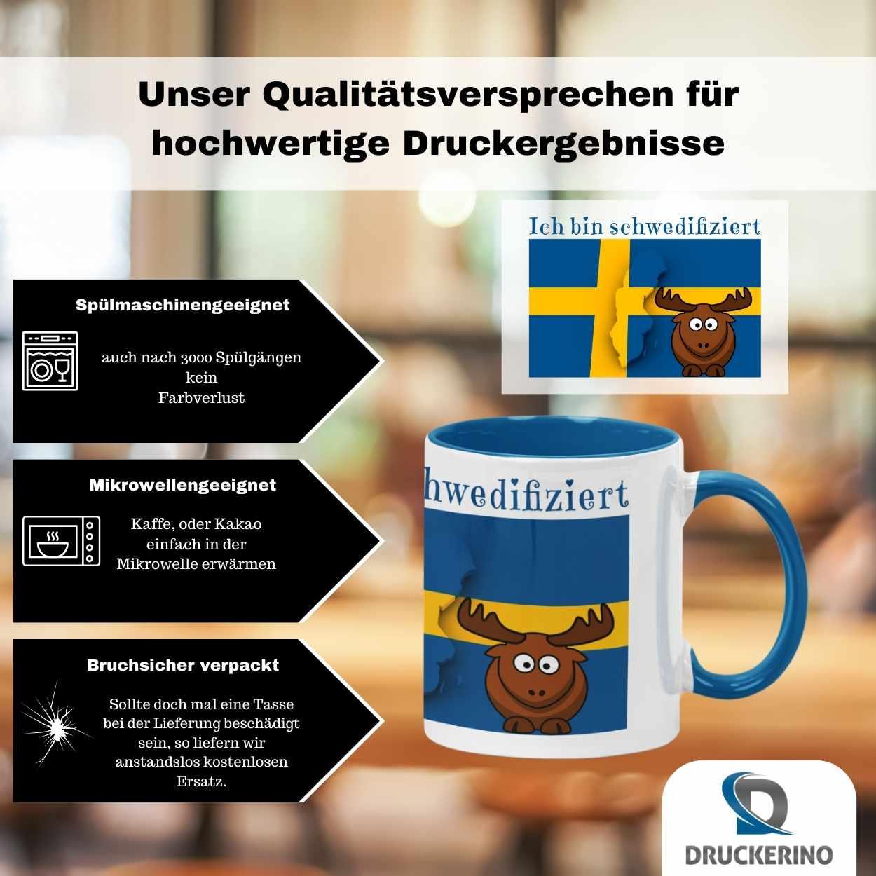 Tasse mit Spruch - Ich bin schwedifiziert - Druckerino