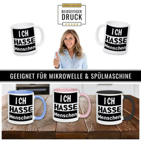 Tasse mit Spruch - Ich hasse Menschen - Druckerino