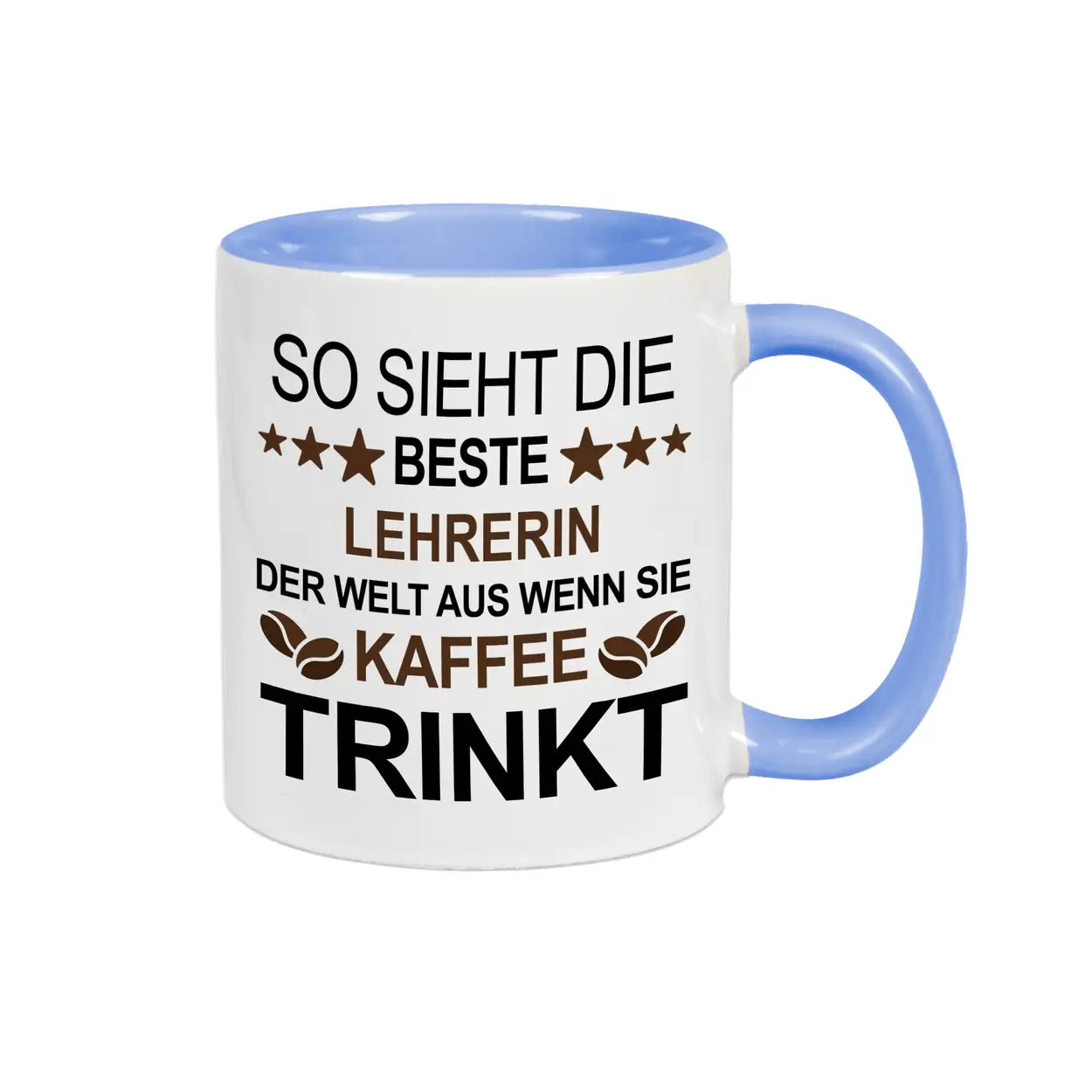 Tasse mit Spruch für die Lehrerin Hellblau Geschenke