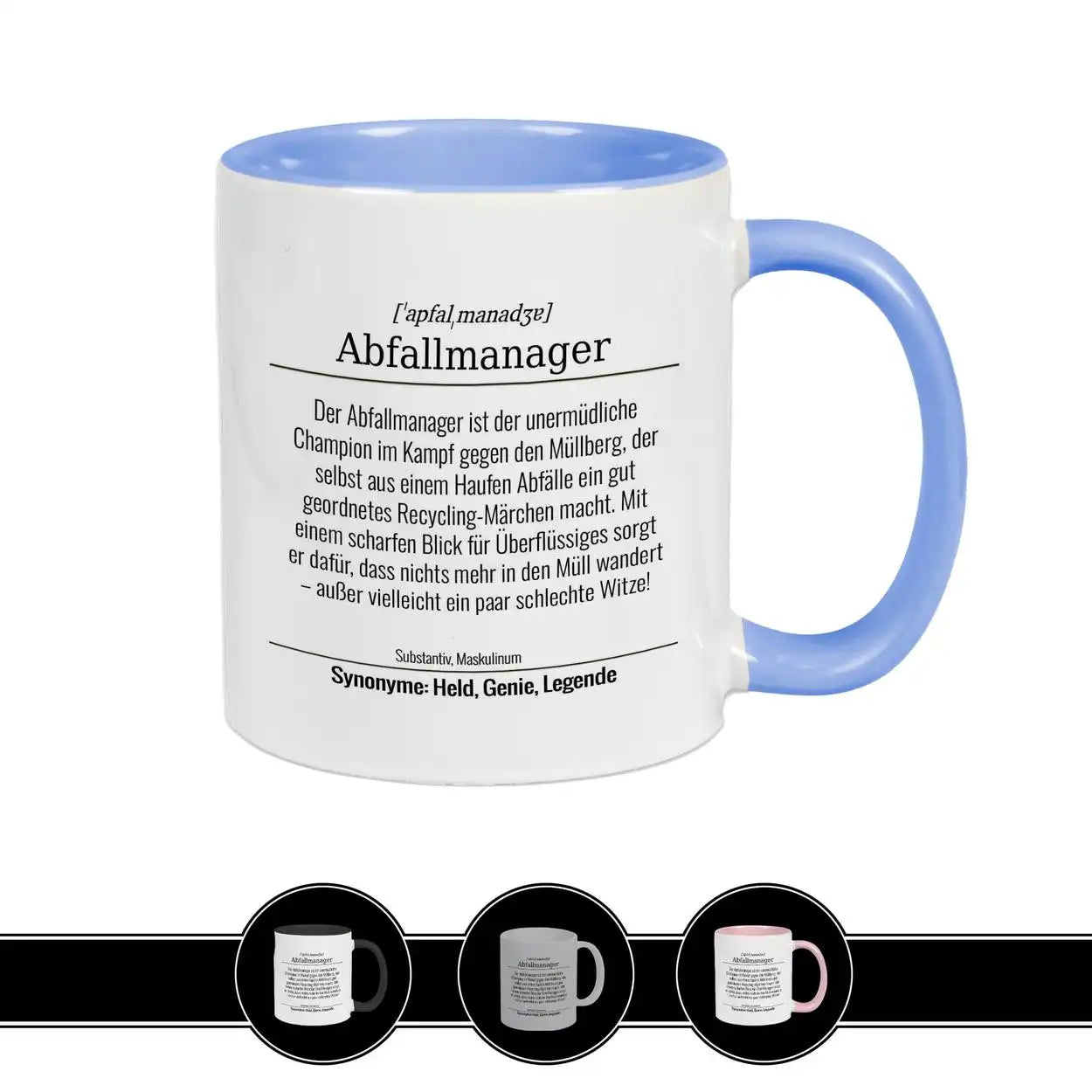 Tasse für Abfallmanager Hellblau Geschenkidee Weihnachten