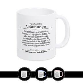 Tasse für Abfallmanager Weiß Geschenkidee Weihnachten