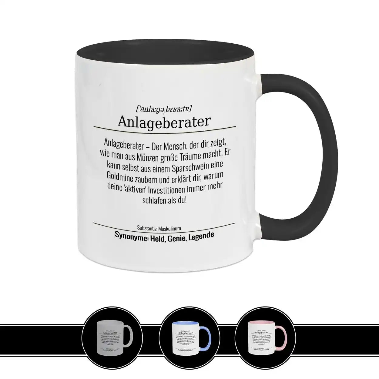 Tasse für Anlageberater Schwarz Geschenkidee Weihnachten