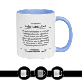 Tasse für Arbeitsrechtler Hellblau Geschenkidee Weihnachten