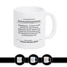 Tasse für Automobilingenieur Weiß Geschenkidee Weihnachten