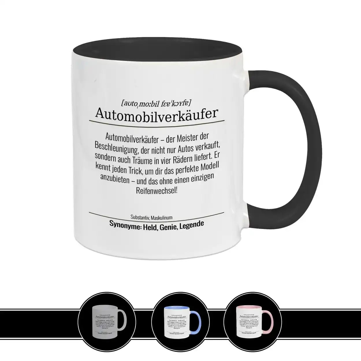 Tasse für Automobilverkäufer Schwarz Geschenkidee Weihnachten