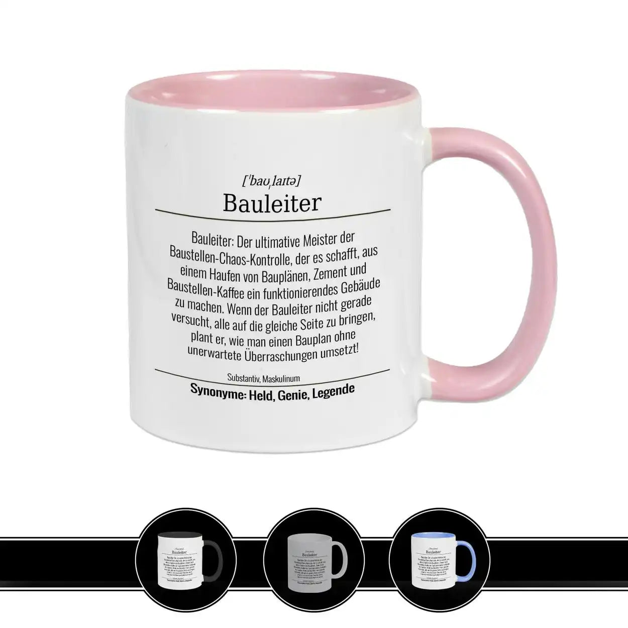 Tasse für Bauleiter Altrosa Geschenkidee Weihnachten