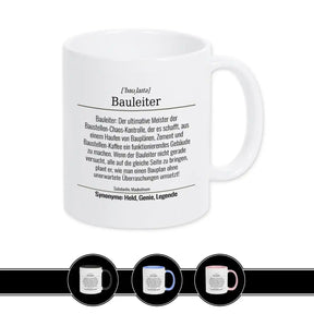 Tasse für Bauleiter Weiß Geschenkidee Weihnachten