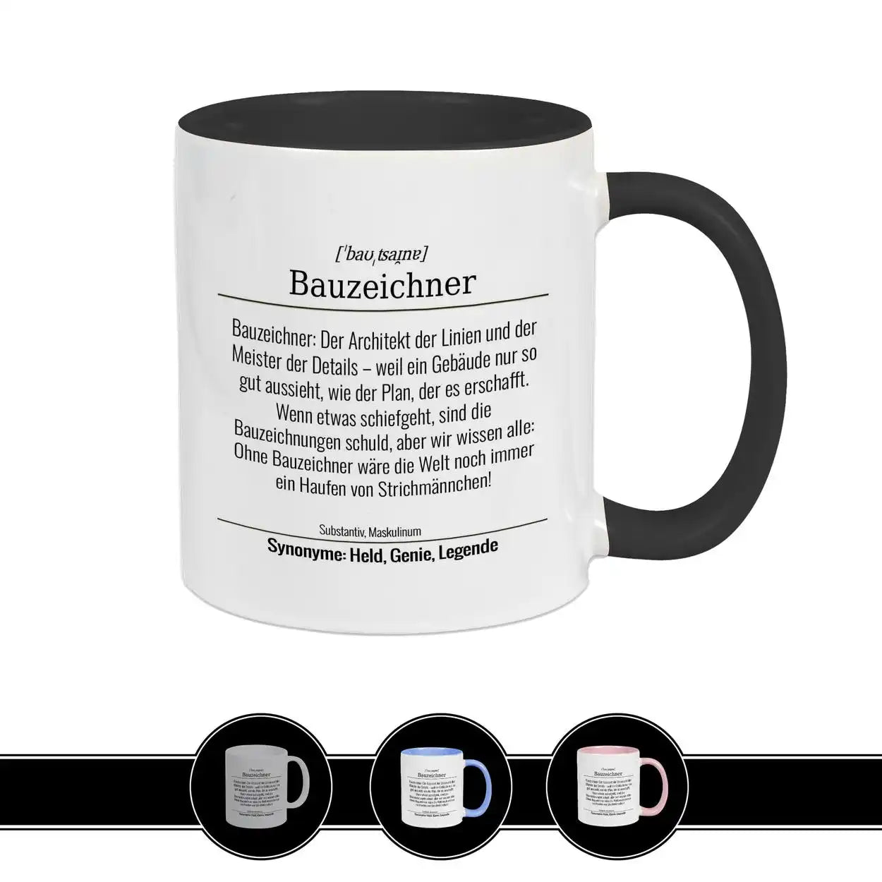 Tasse für Bauzeichner Schwarz Geschenkidee Weihnachten