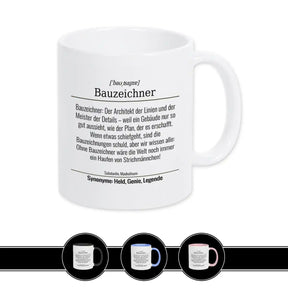 Tasse für Bauzeichner Weiß Geschenkidee Weihnachten