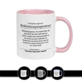 Tasse für Bekleidungsingenieur Altrosa Geschenkidee Weihnachten