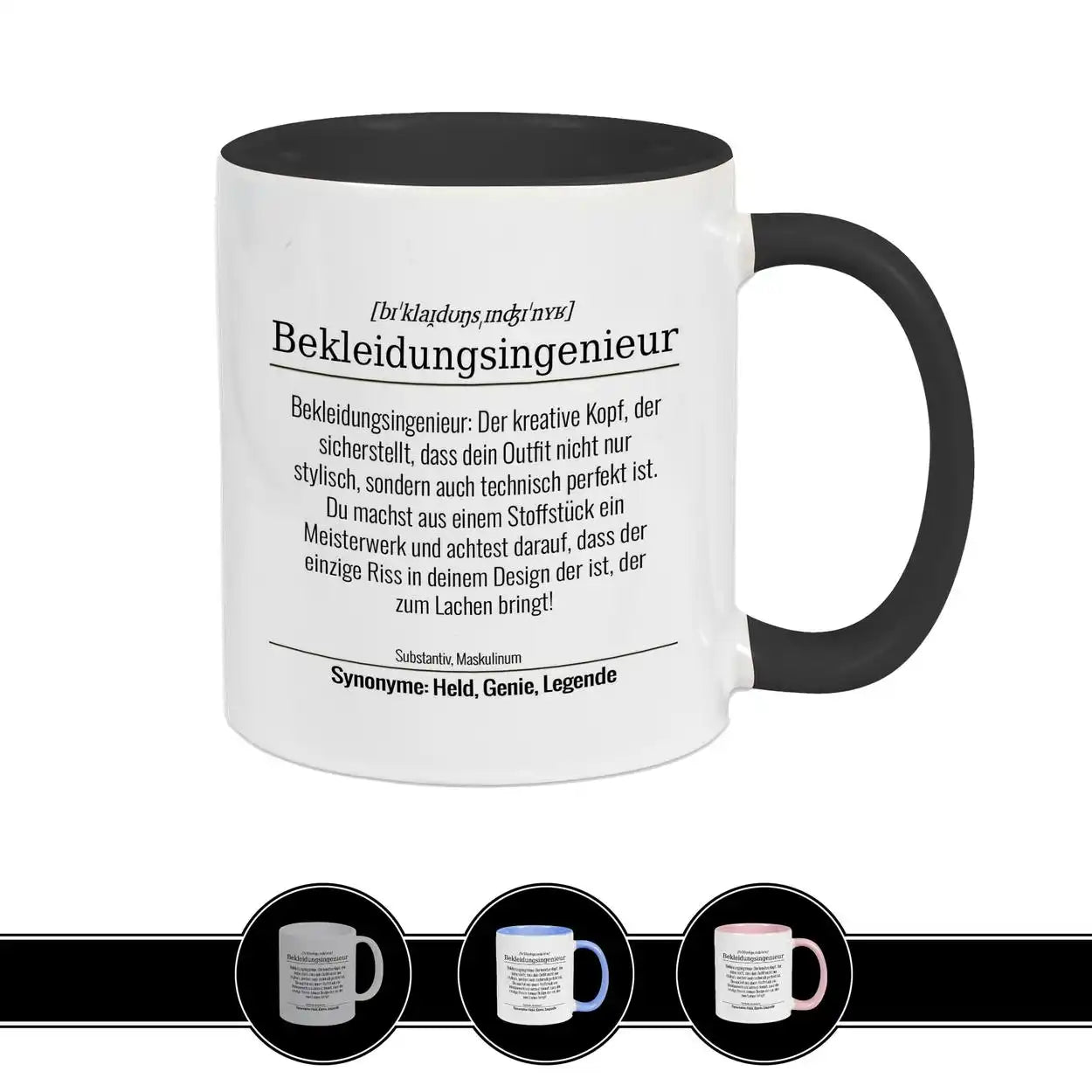 Tasse für Bekleidungsingenieur Schwarz Geschenkidee Weihnachten