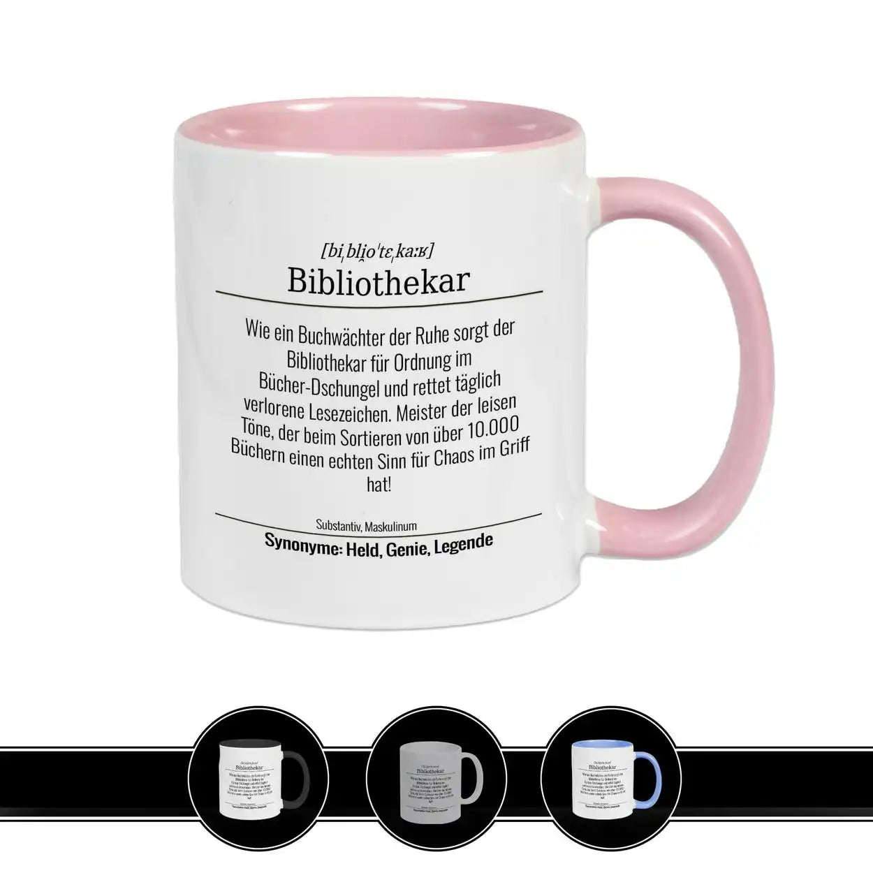 Tasse für Bibliothekar Altrosa Geschenkidee Weihnachten