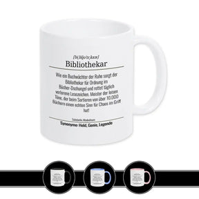 Tasse für Bibliothekar Weiß Geschenkidee Weihnachten