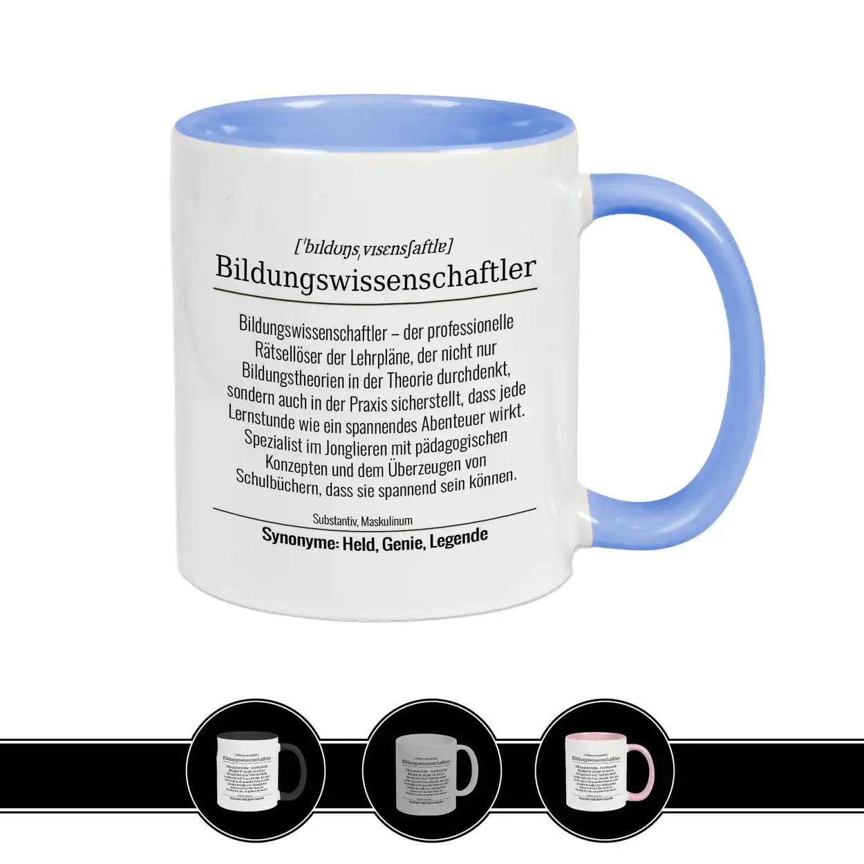 Tasse für Bildungswissenschaftler Hellblau Geschenkidee Weihnachten