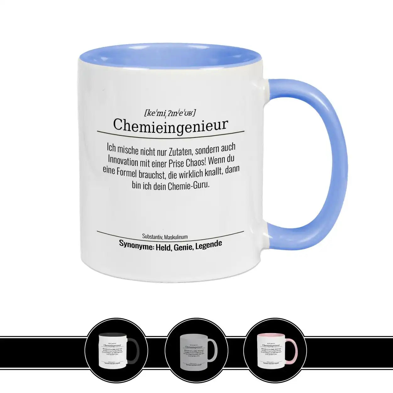 Tasse für Chemieingenieur Hellblau Geschenkidee Weihnachten