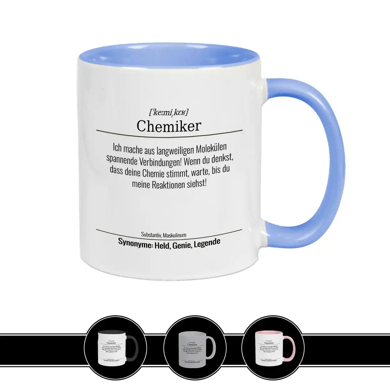 Tasse für Chemiker Hellblau Geschenkidee Weihnachten