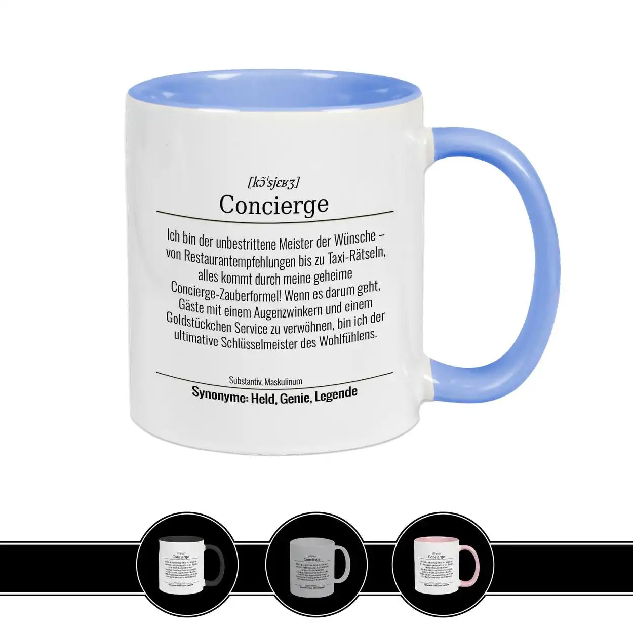 Tasse für Concierge Hellblau Geschenkidee Weihnachten