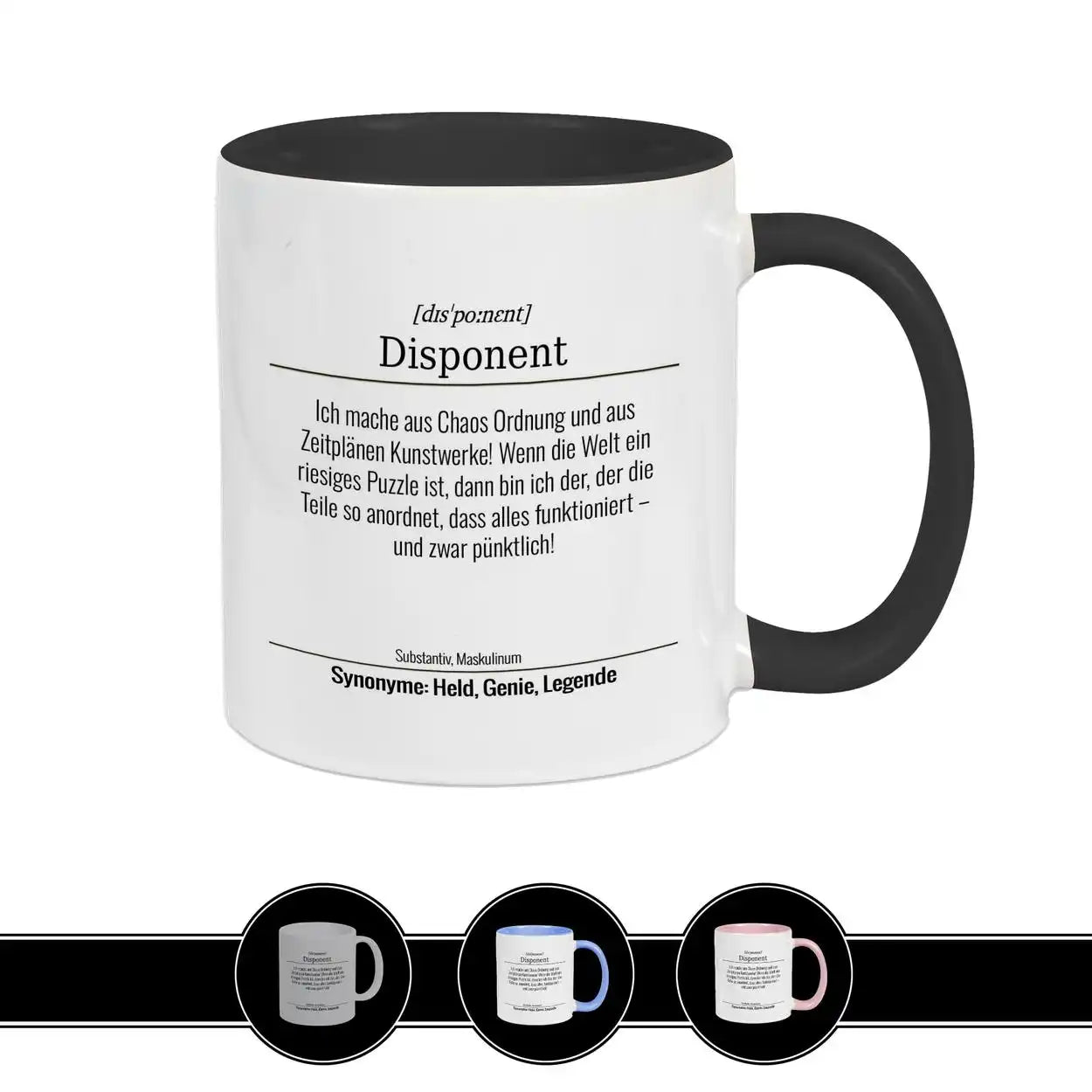 Tasse für Disponent Schwarz Geschenkidee Weihnachten