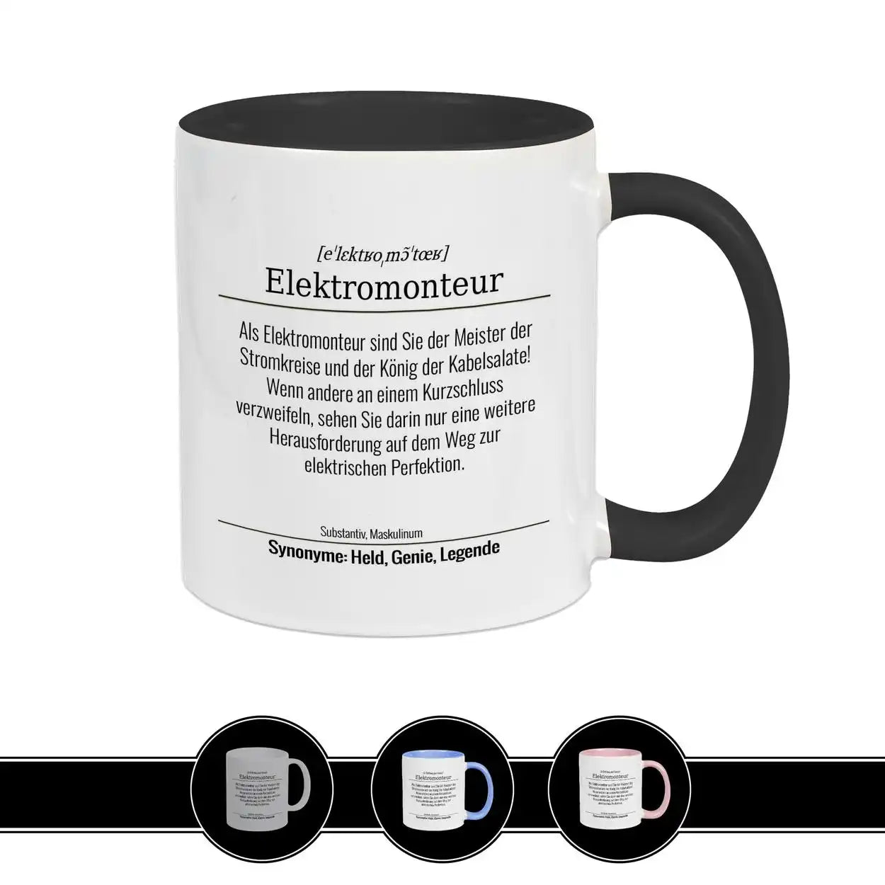 Tasse für Elektromonteur Berufstassen Druckerino Schwarz  