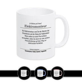 Tasse für Elektromonteur Berufstassen Druckerino Weiß  